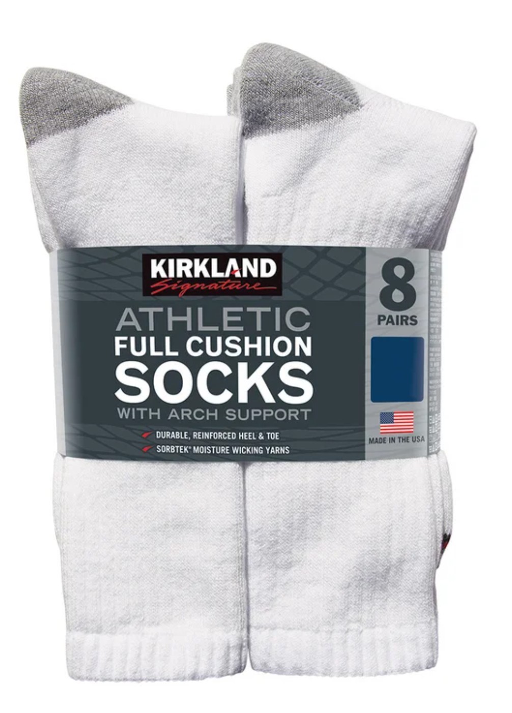 Kirkland Signature Men’s Athletic Sock 8 Pair White or Black Color