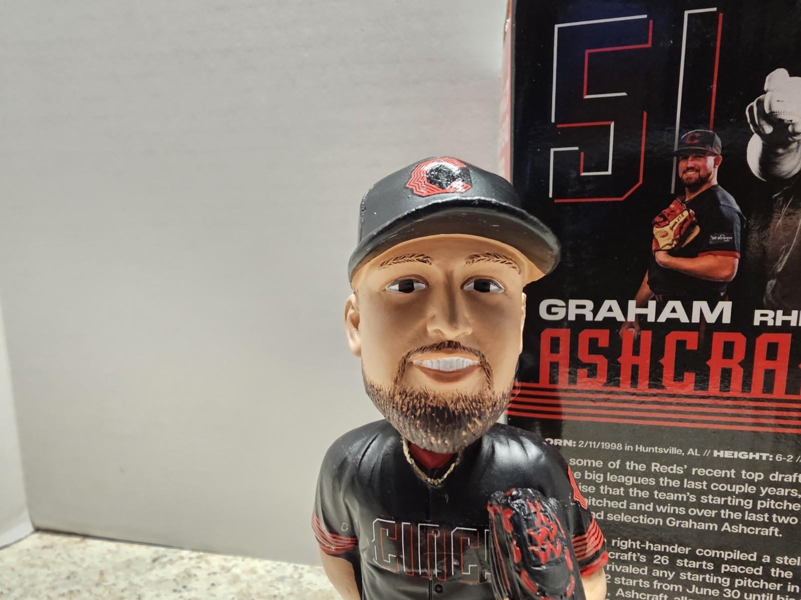 Graham Ashcraft Cincinnati Reds MLB 2024 SGA Bobblehead NIB City Connect