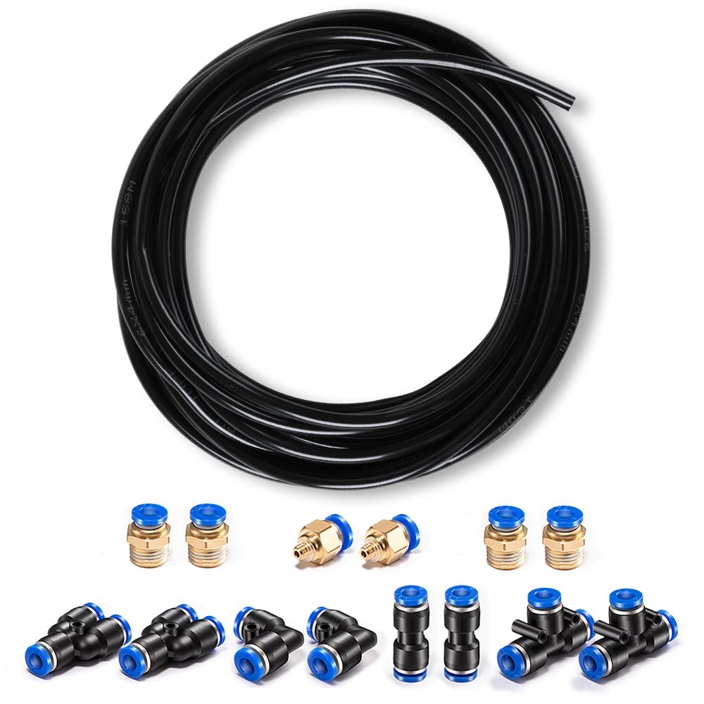 CGELE Pneumatic Tubing Black PU Air hose Pipe 4mm OD / 2.5mm ID × 12m,
