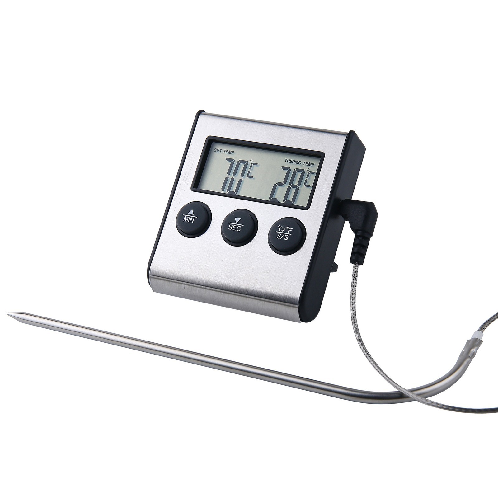 Digital Food & Meat Thermometer Remote Probe Temp Meter with Timer for Grilling