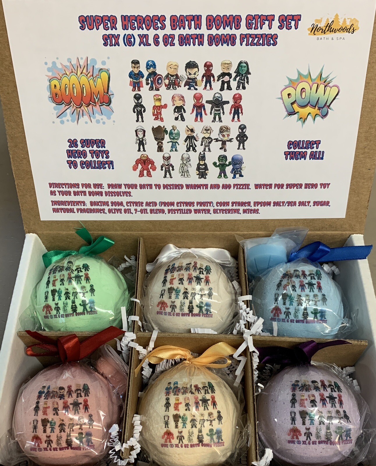 Super Heroes #2 XL 6 oz 6-pack Bath Bomb Gift Set for Kids