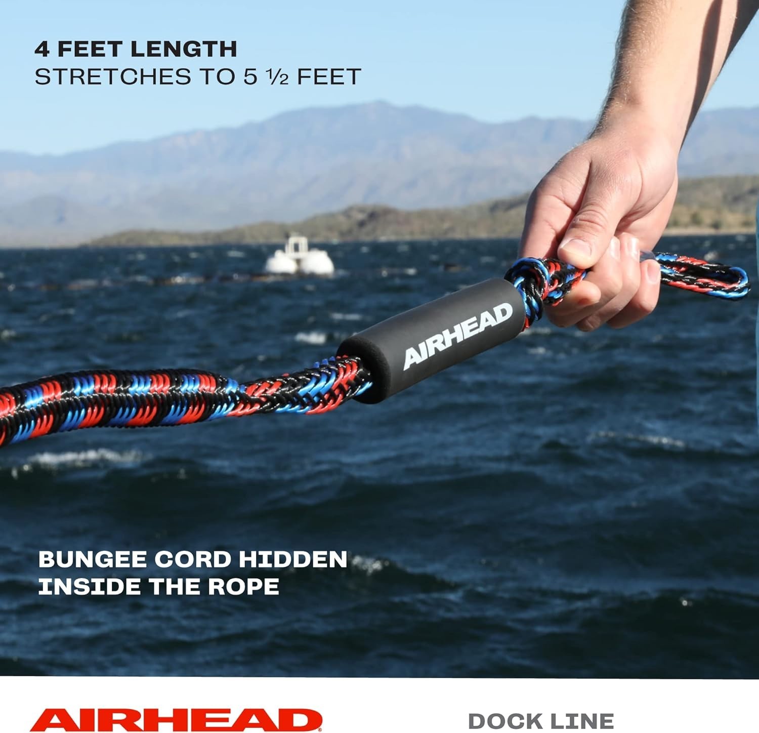 Versatile 4 Feet Bungee Dockline with Adjustable Ends - Perfect for Watercraft