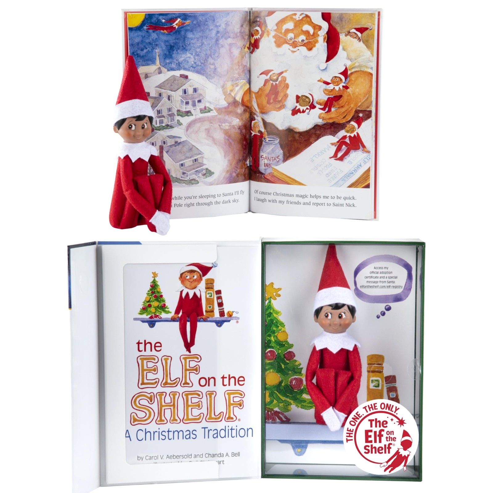 A Christmas Tradition - Boy Scout Elf with Brown Eyes - Includes Artfully Illust