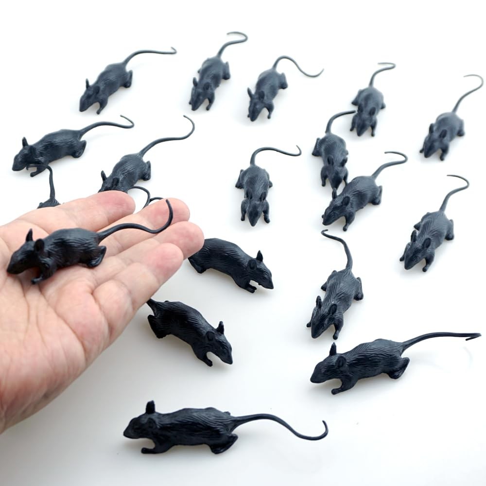 25 PCS Black Plastic Fake Rats for Prank Party