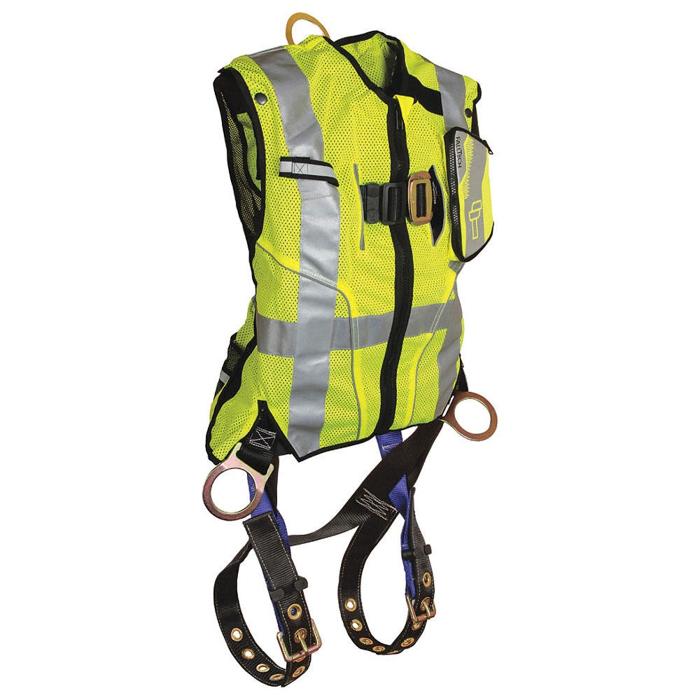 FALLTECH G7018SML Full Body Harness,Hi-Vis Vest,S/M 19F352