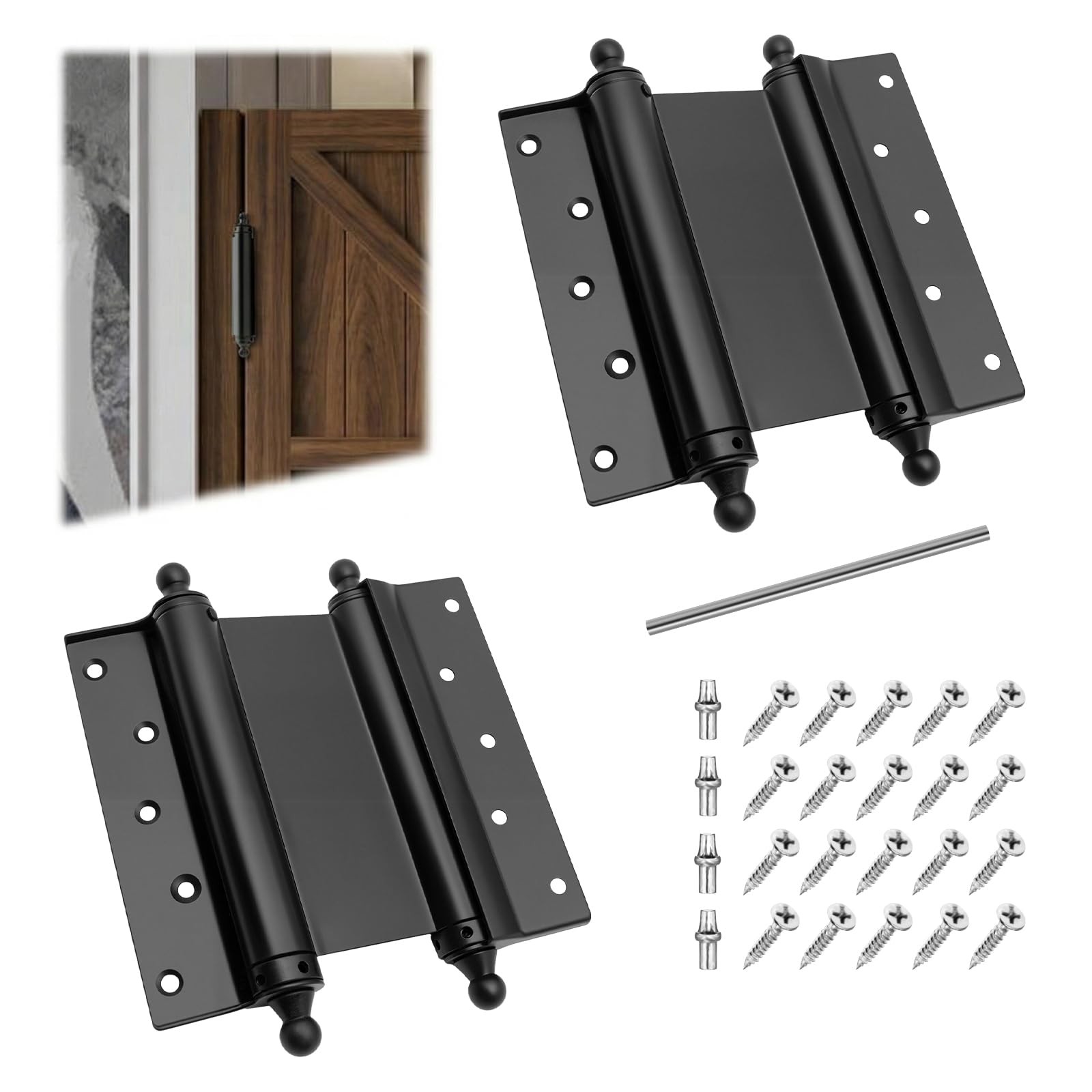 6" Double Action Spring Hinges, 2 Pack Closing Door Hinges for Indoor/Outdoor...