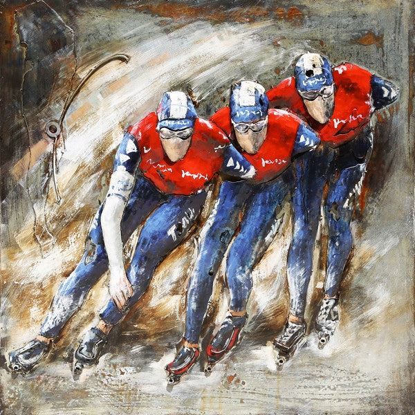Roller Skaters Skating Rollerblading Olympic Team 3D Wall Art Metal Painting