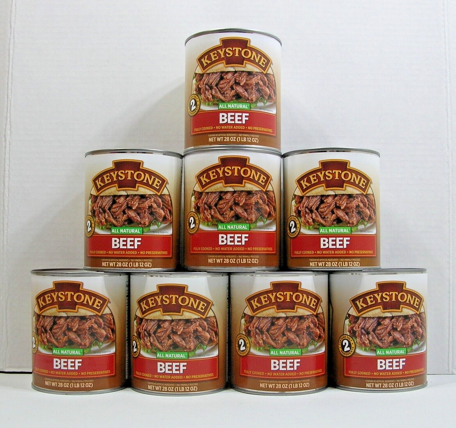 (8) KEYSTONE BEEF **ALL NATURAL - FULLY COOKED - NO PRESERVATIVES** 28 oz Can