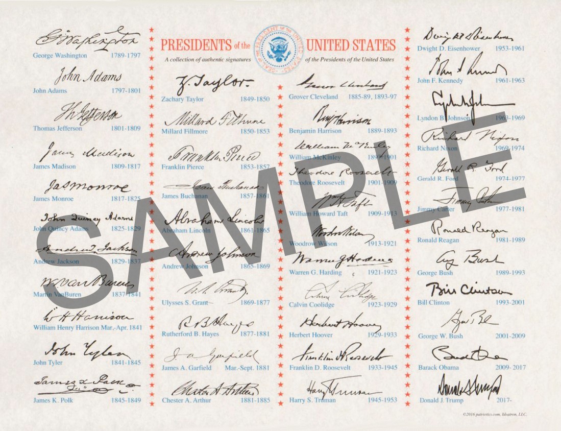Large Size 20" x 16" Presidential Signature Parchment