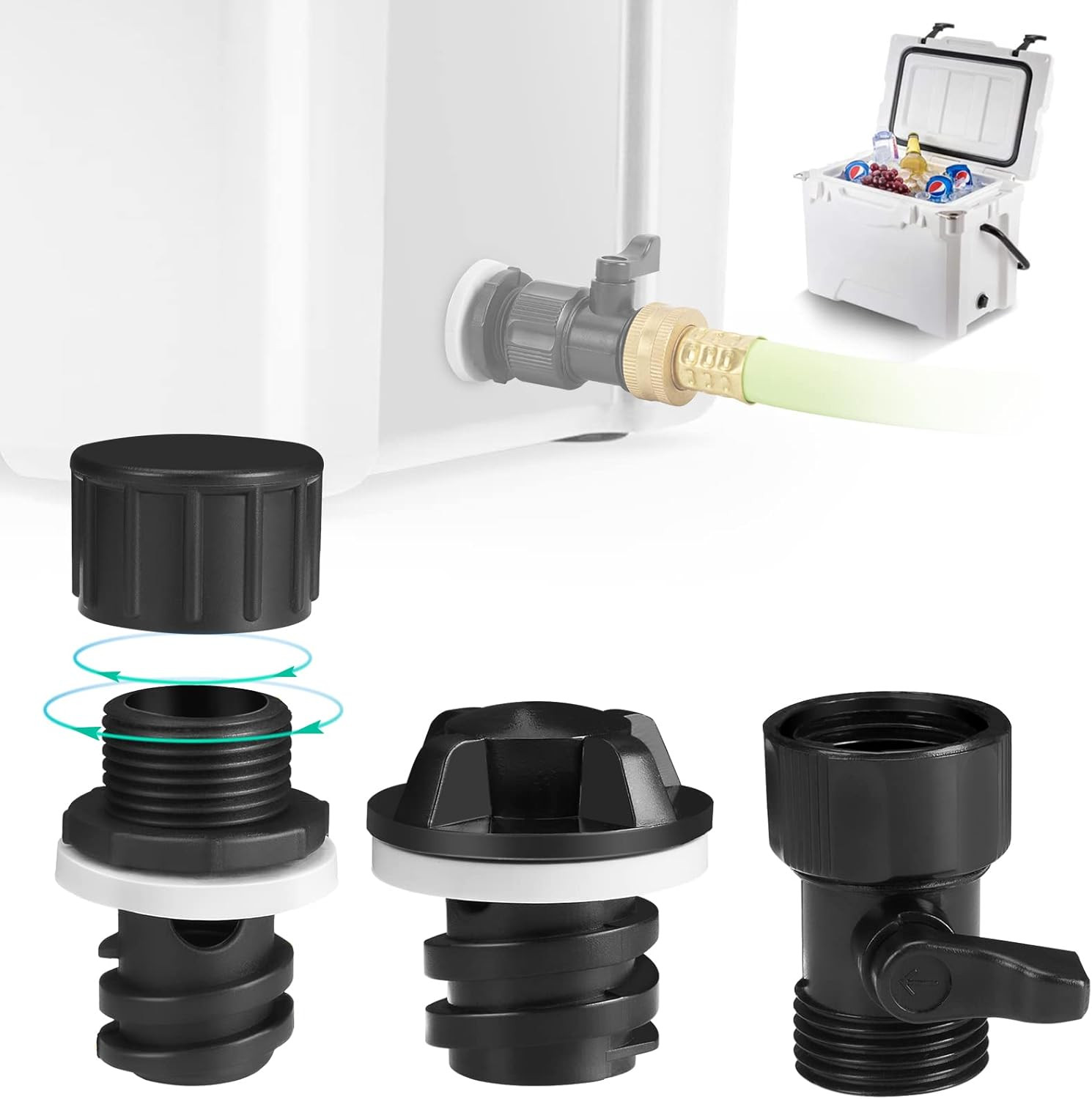 WADEO Cooler Drain Plug Hose Connection, Replacement Drain Plug with Garden Hose