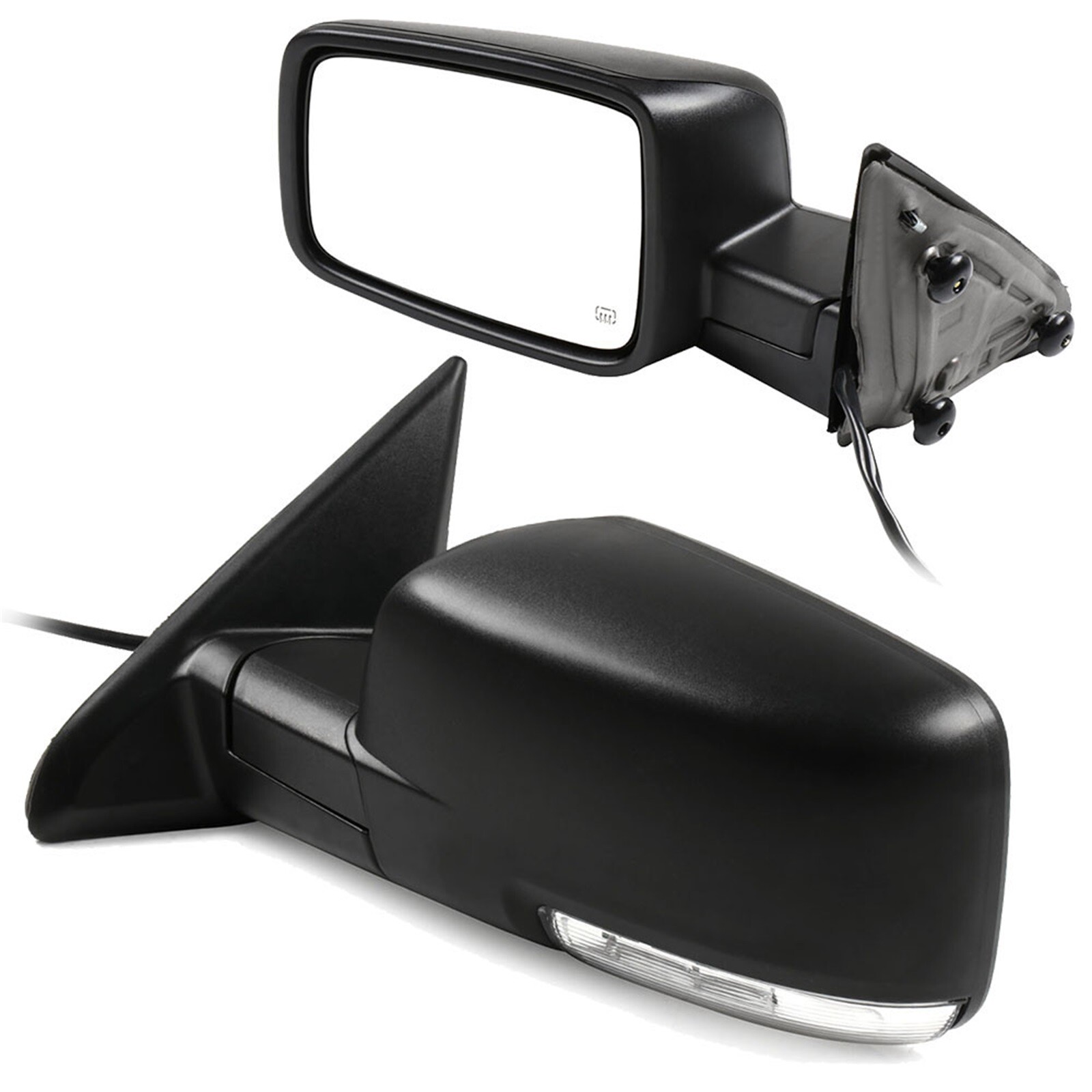 Power Heated Turn Signal Puddle Light Side Mirrors For 2009-19 Dodge Ram 1500