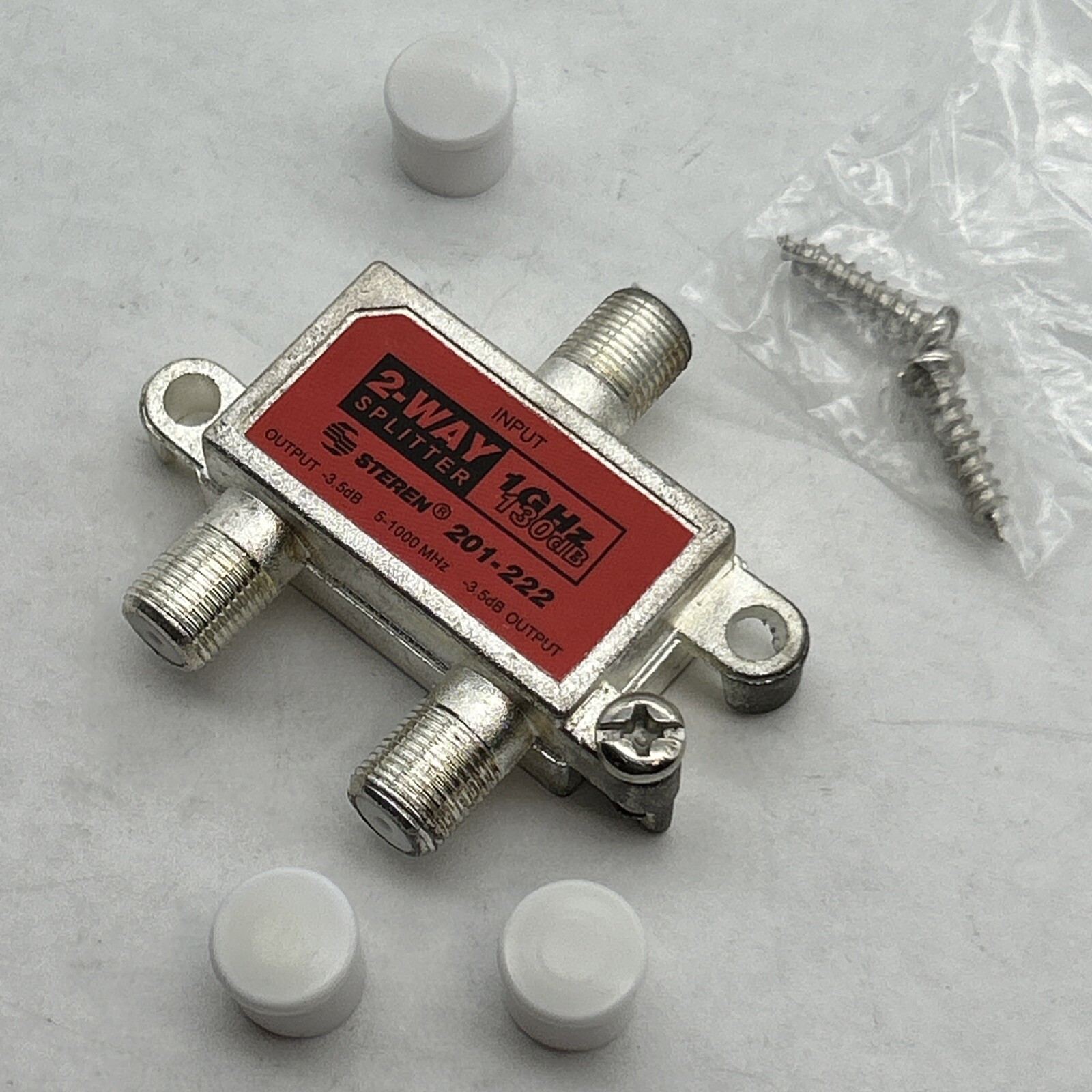 New STEREN 201-222 / 2-Way 1GHz 130dB RF-Splitter w mounting screws / 5-1000 mhz