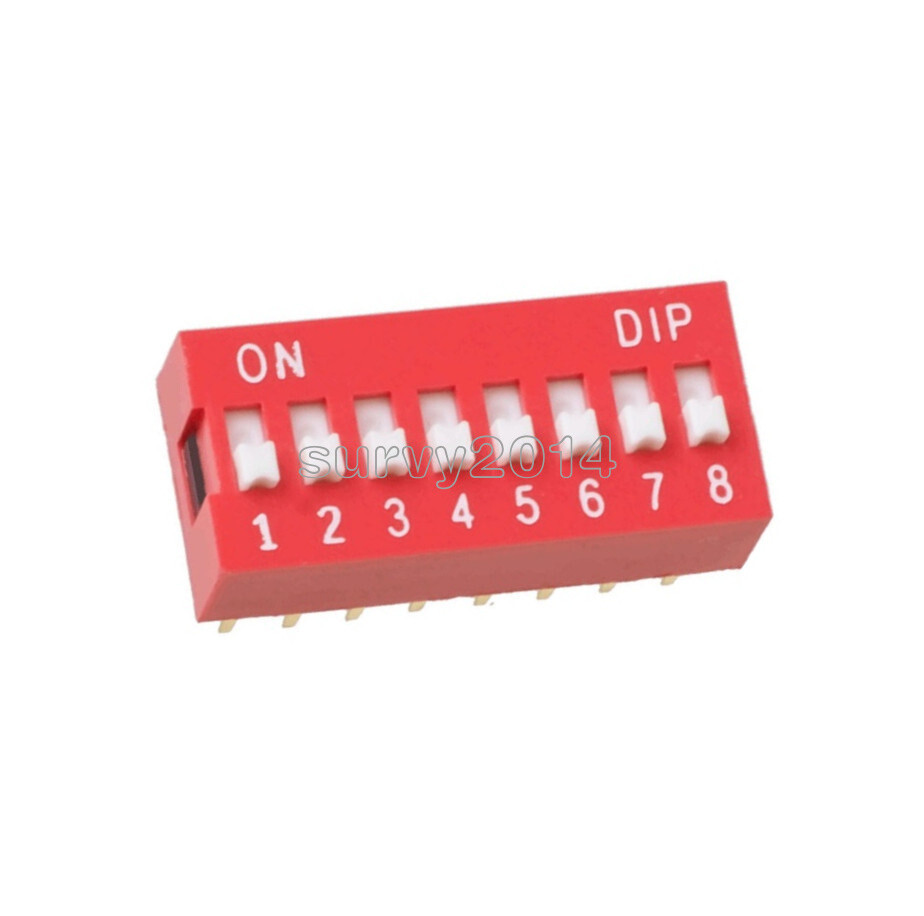 10PCS Slide Type Switch Module 2.54mm 8-Bit 8 Position Way DIP Red Pitch