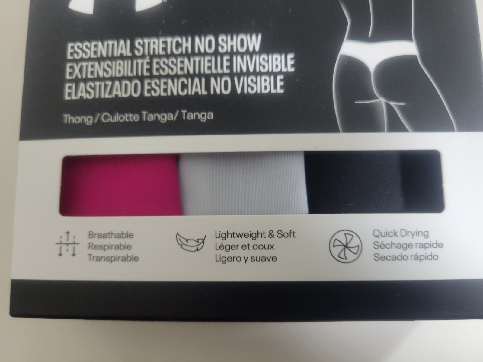 Women's Under Armour Essential Stretch No Show Thongs 3 Pack Size M