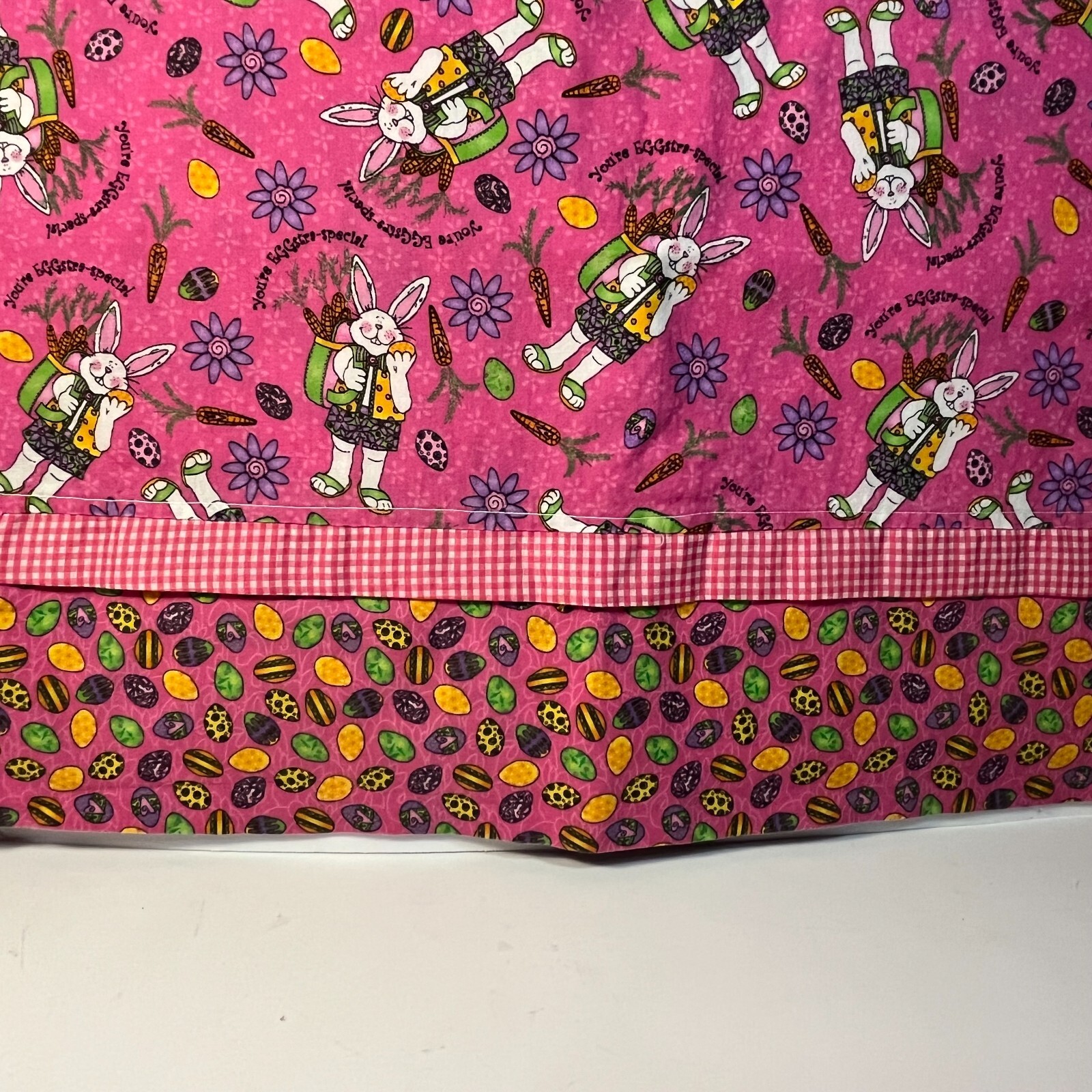 Handmade Easter Standard Pillow Case Bunny Eggs Carrots You're Eggstra-Special