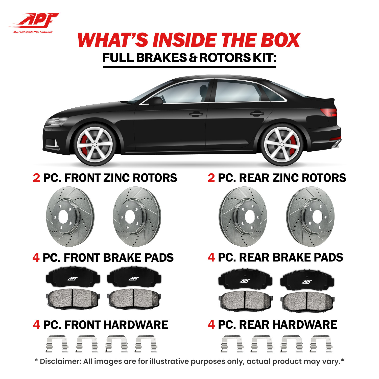 For Lexus ES300 2000-2001 - Front + Rear Ceramic Brake Kit