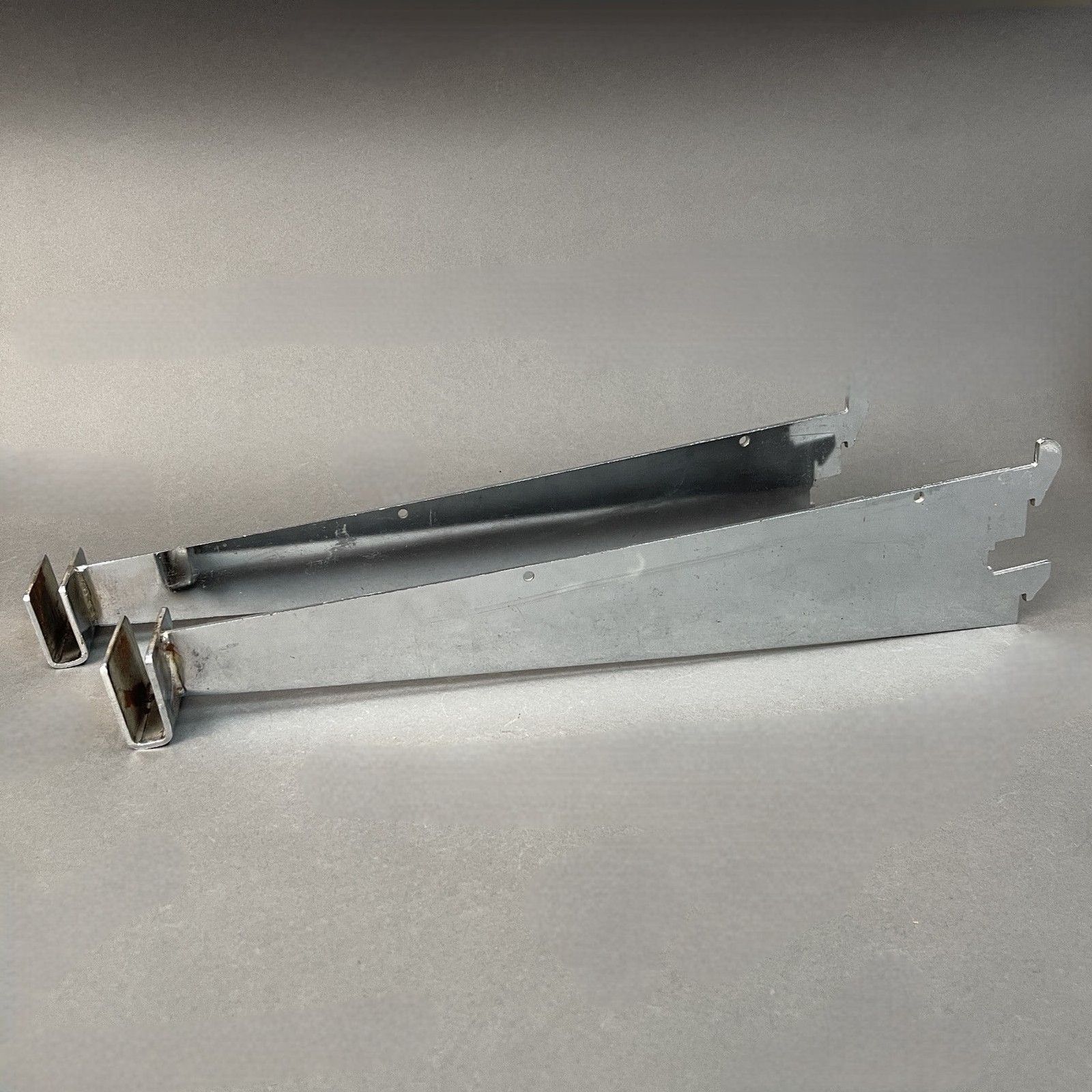 Garcy Chrome Metal Shelf Parts Holders Commercial for Slotted Standard Lot of 2
