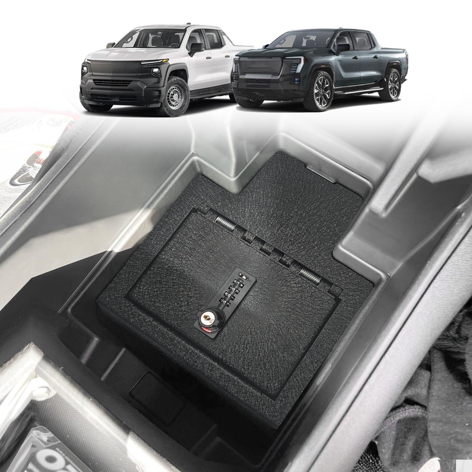 BestEvMod Center Console Safe Vault LockBox Compatible with Chevy Silverado E...