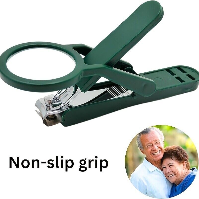 [Senior Friendly] Ergonomic Stainless Steel Nail Clippers with Magnifying Glass