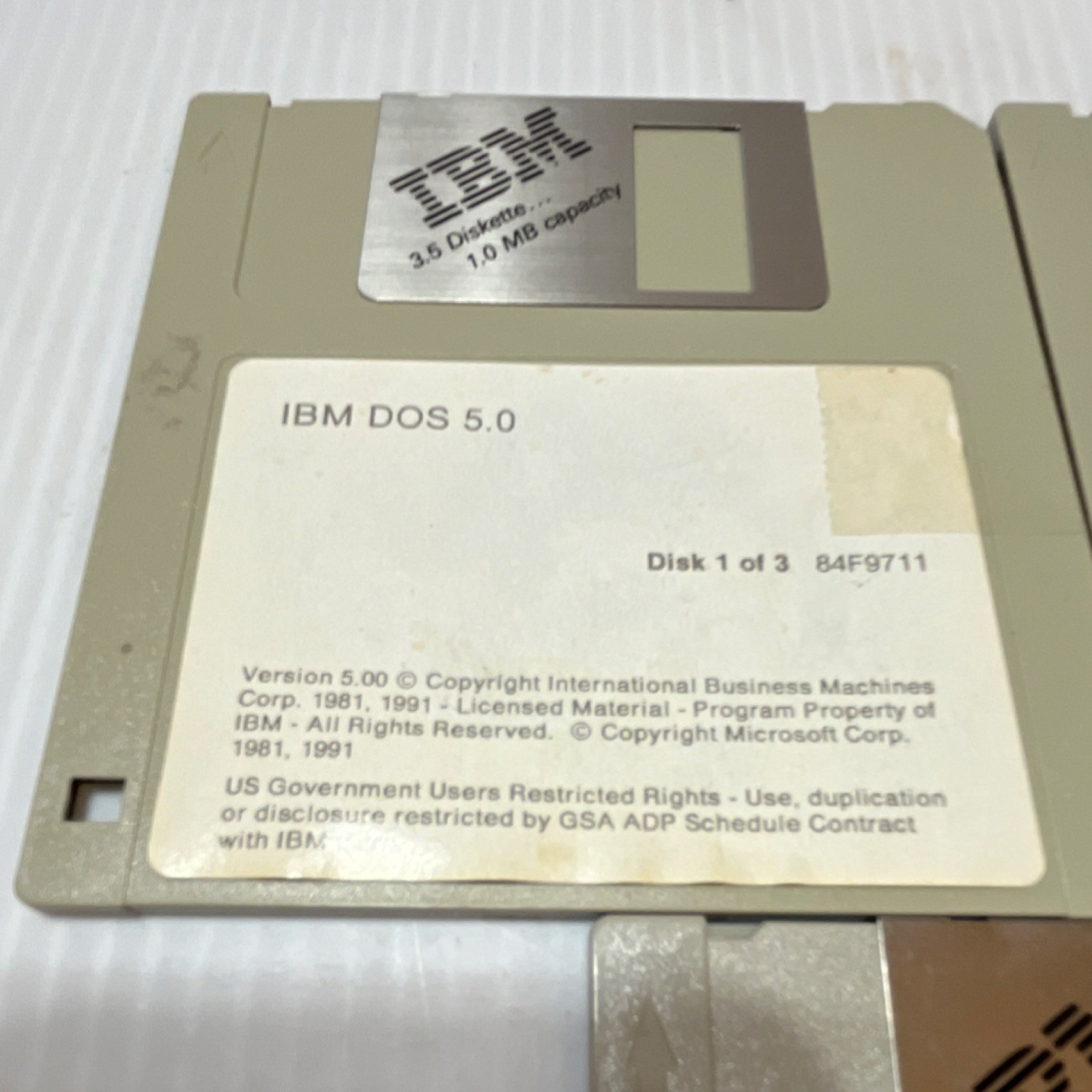 IBM DOS 5.0 Operating System 3.5" Floppy Disk Set 84F9711 84F9714 84F9717