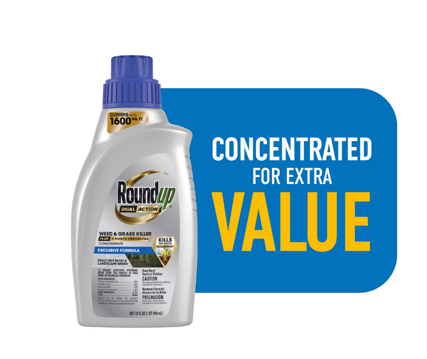 Roundup Dual Action Weed & Grass Killer Plus 4 Month Preventer, 32 fl. oz