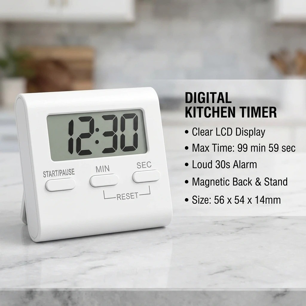 Large LCD Digital Kitchen Cooking Timer Count Down Up Clock Loud Alarm Magnetic