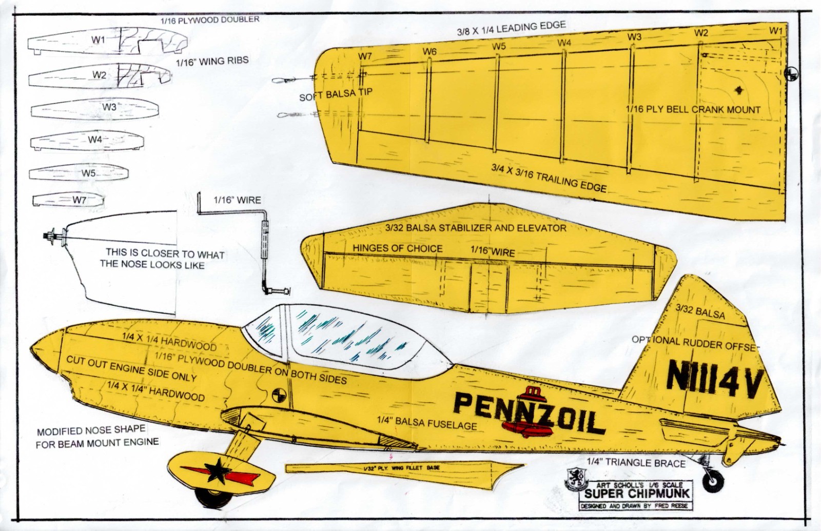 1/2 A profile Chipmunk U-Control plans