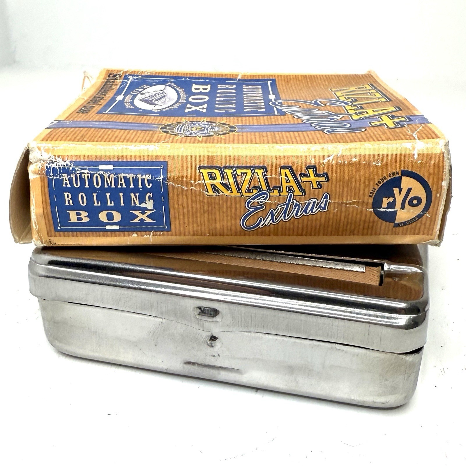 Vtg Rizla+ Extras Automatic Cigarette Rolling Machine Stainless Box - With Box