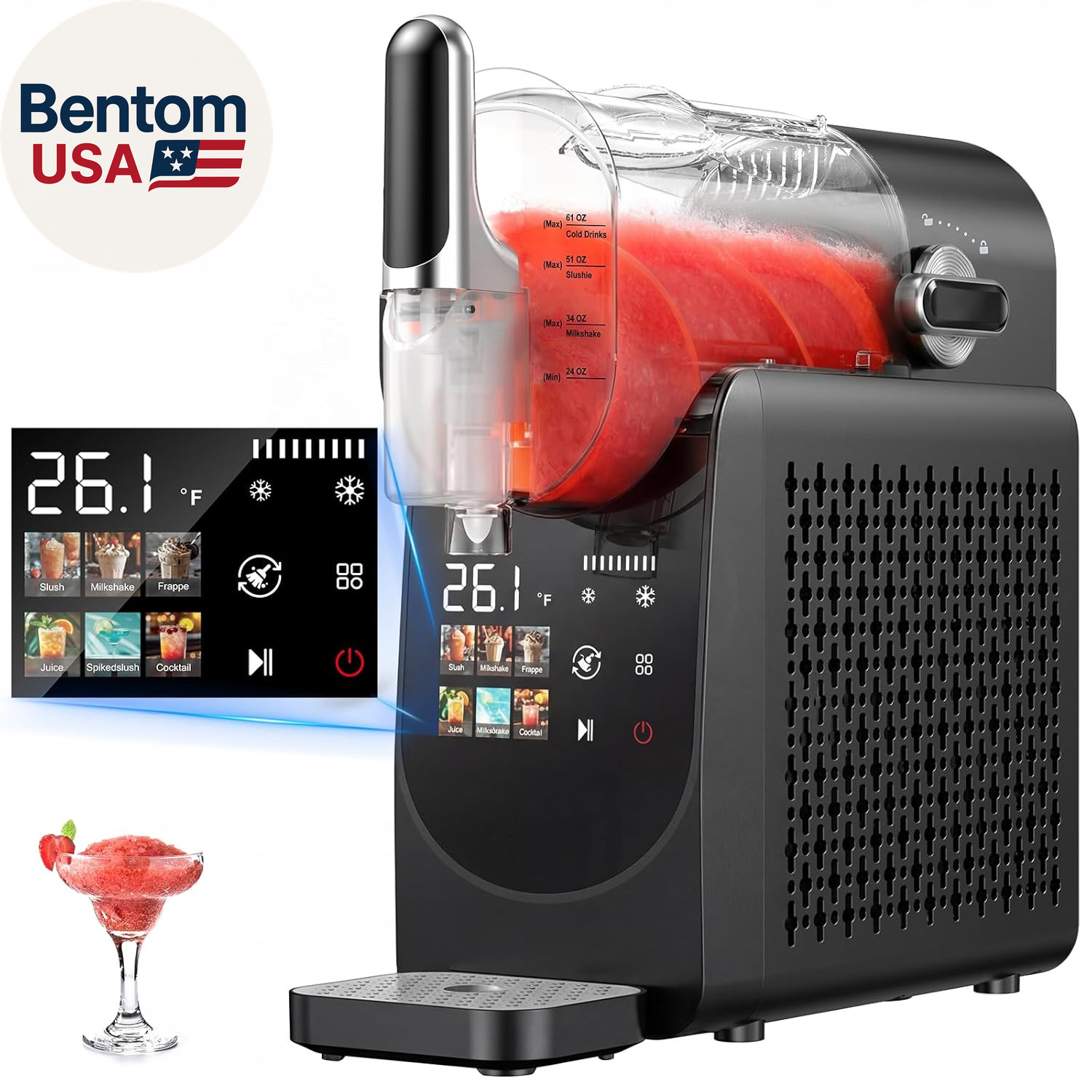 Slushie Machine No Ice Needed, Auto-Clean, Slushy Machine for Home, 220W Quick F