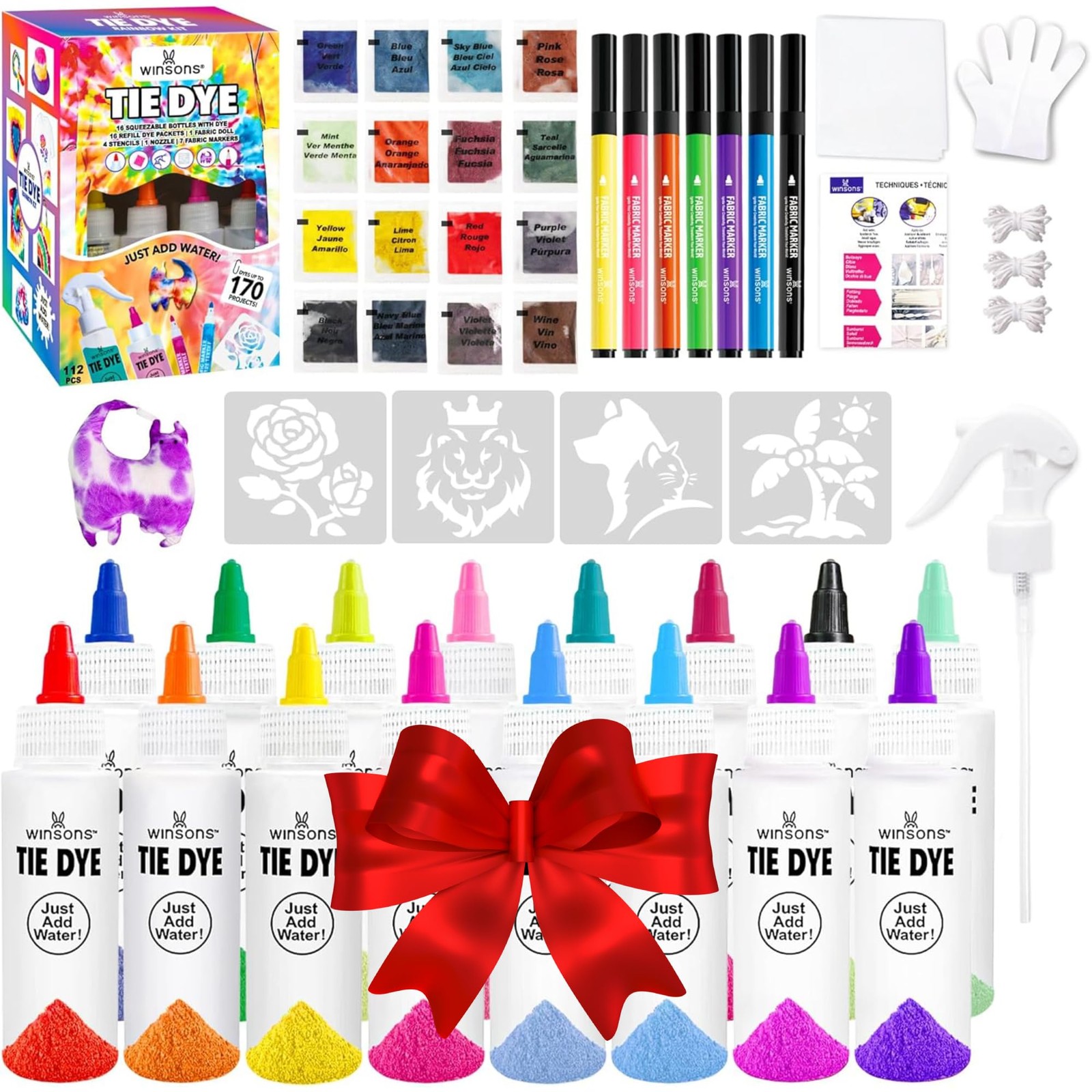 16-Color Tie Dye Kit for Kids & Adults â€“ Includes Fabric Markers, Pre-Fille...