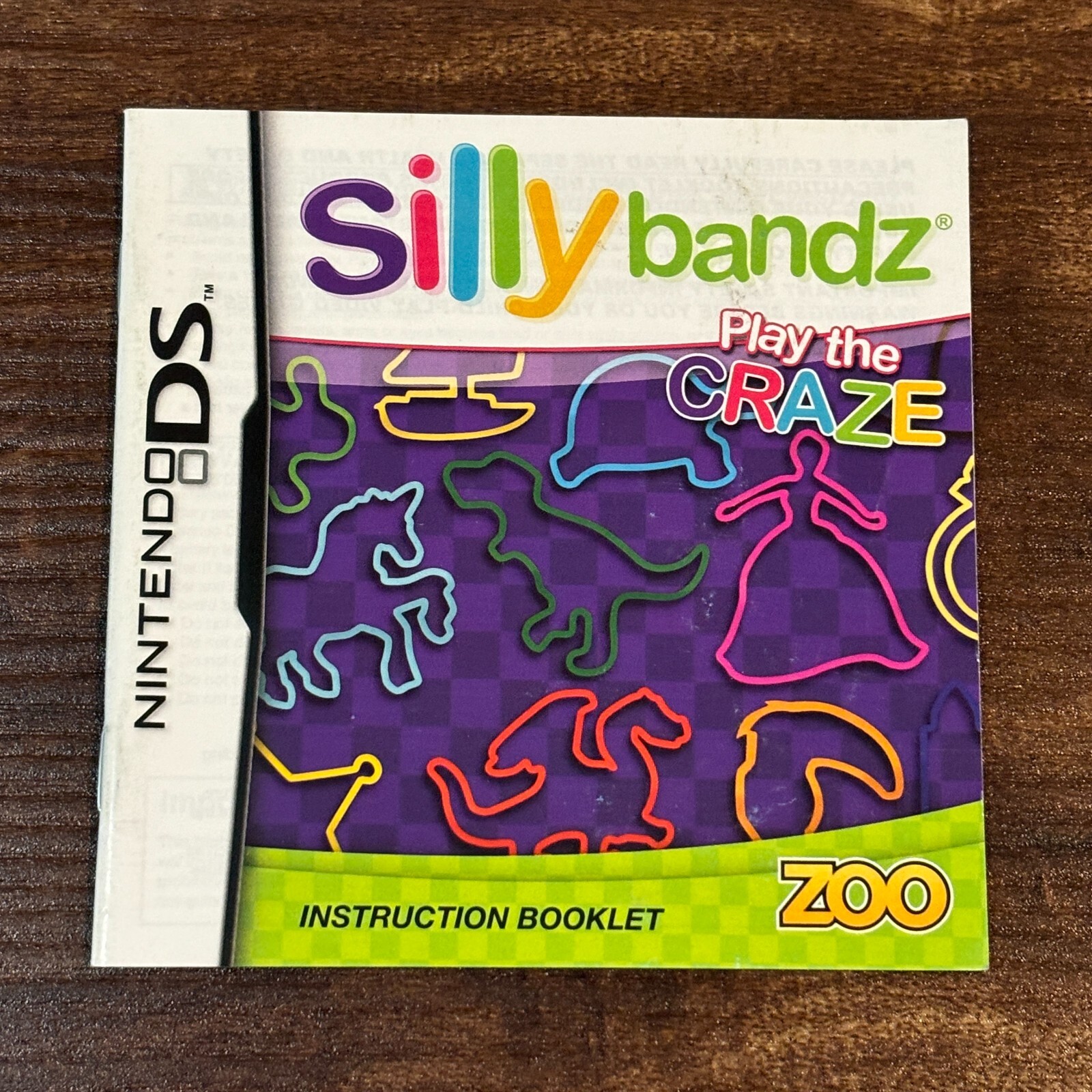 Silly Bandz Play the Craze Bands Rubber Nintendo DS Instruction Manual Only