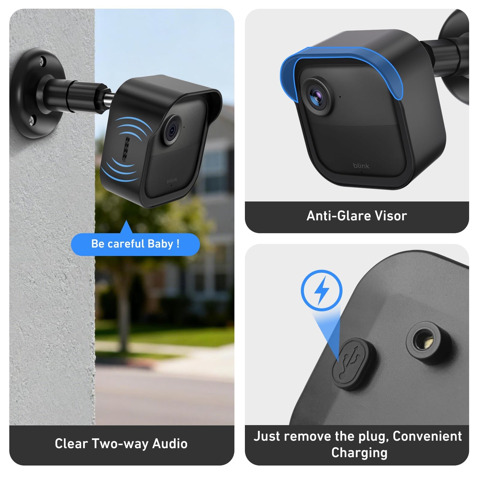 Blink Outdoor Camera Wall Mount Compatible with 2K+ & 4th Gen,3 Pack Weatherp...