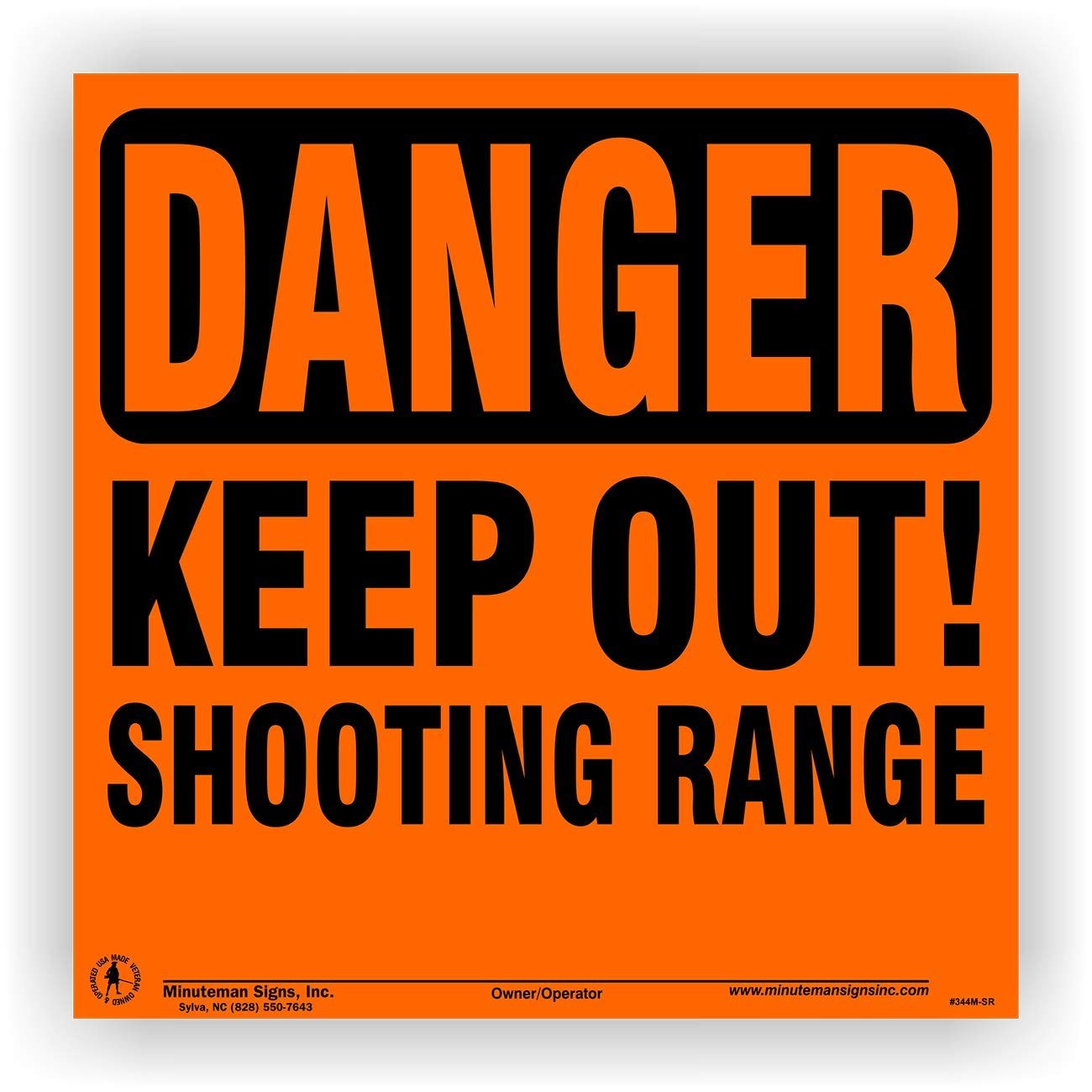 | Aluminum Danger Keep Out Shooting Range Sign 4 pack (Orange)