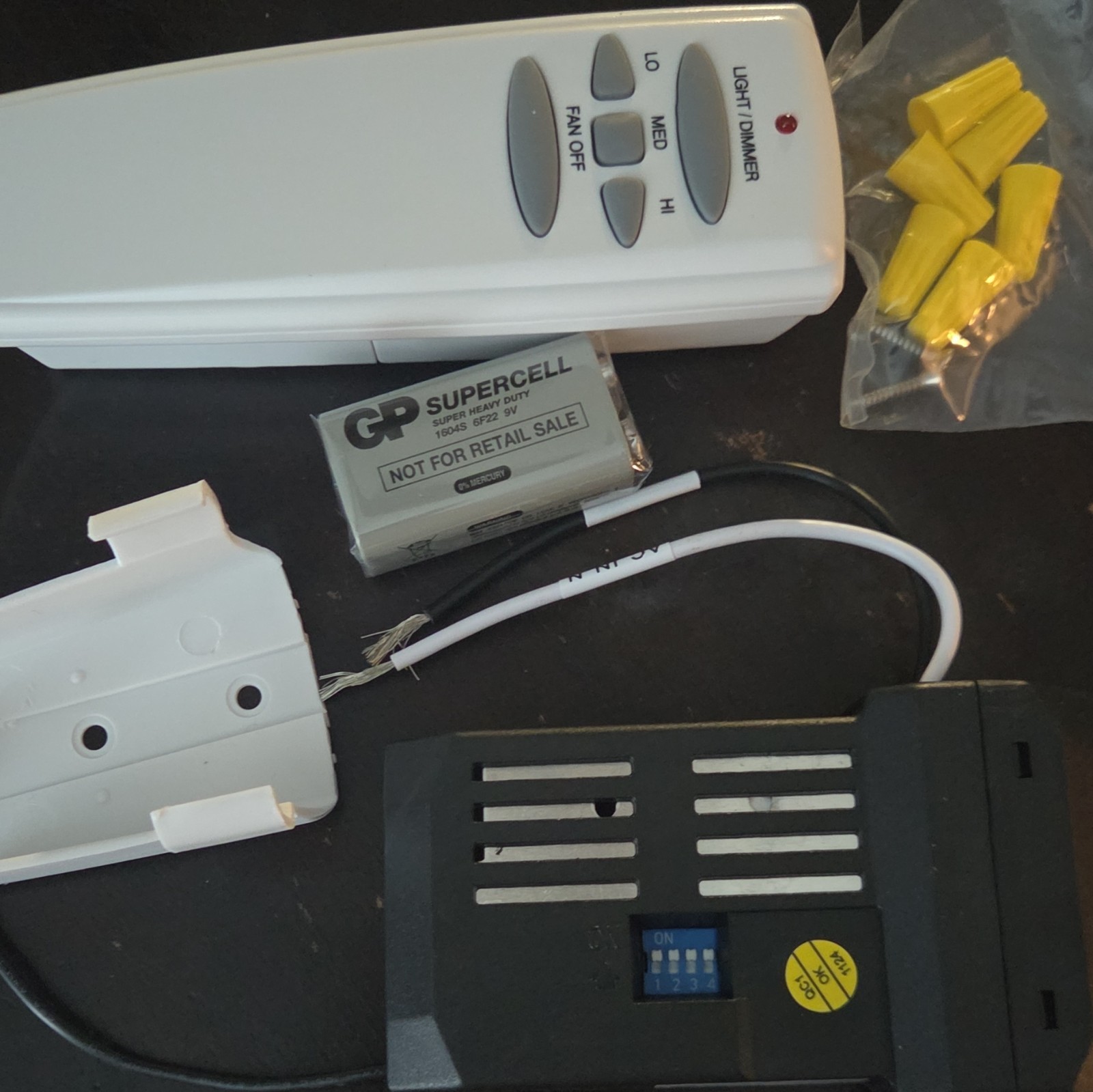 Ceiling Fan Remote Control Kit w/ Receiver & Handheld Remote, Dimmable, 3-Speed