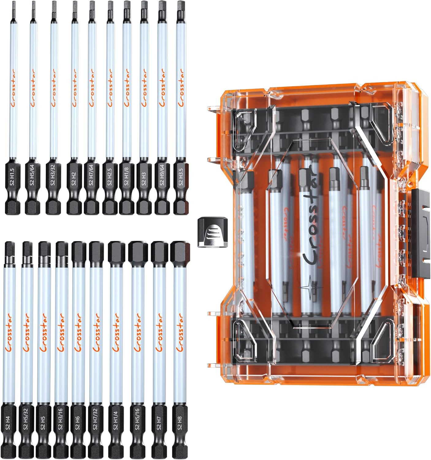4" Long Hex Bit Set 20PCS (Metric & SAE) - Impact Allen Wrench Drill Bit Set, S2