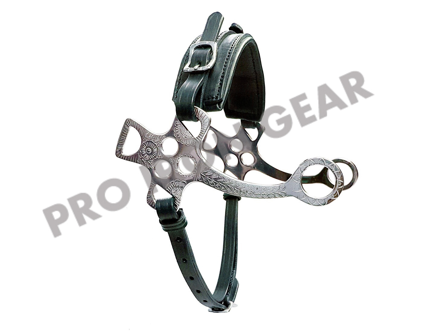 Hackamore Bitless Horse Bit English Western Adjustable Leather(Black)