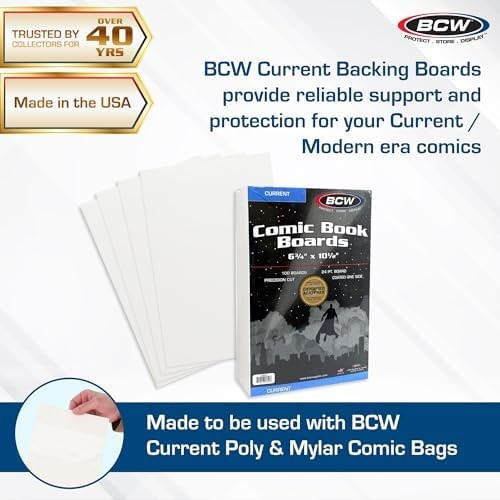 BCW Current Comic Book Backing Boards - 200 Pack | 24 pt., Coated, Buffered w...