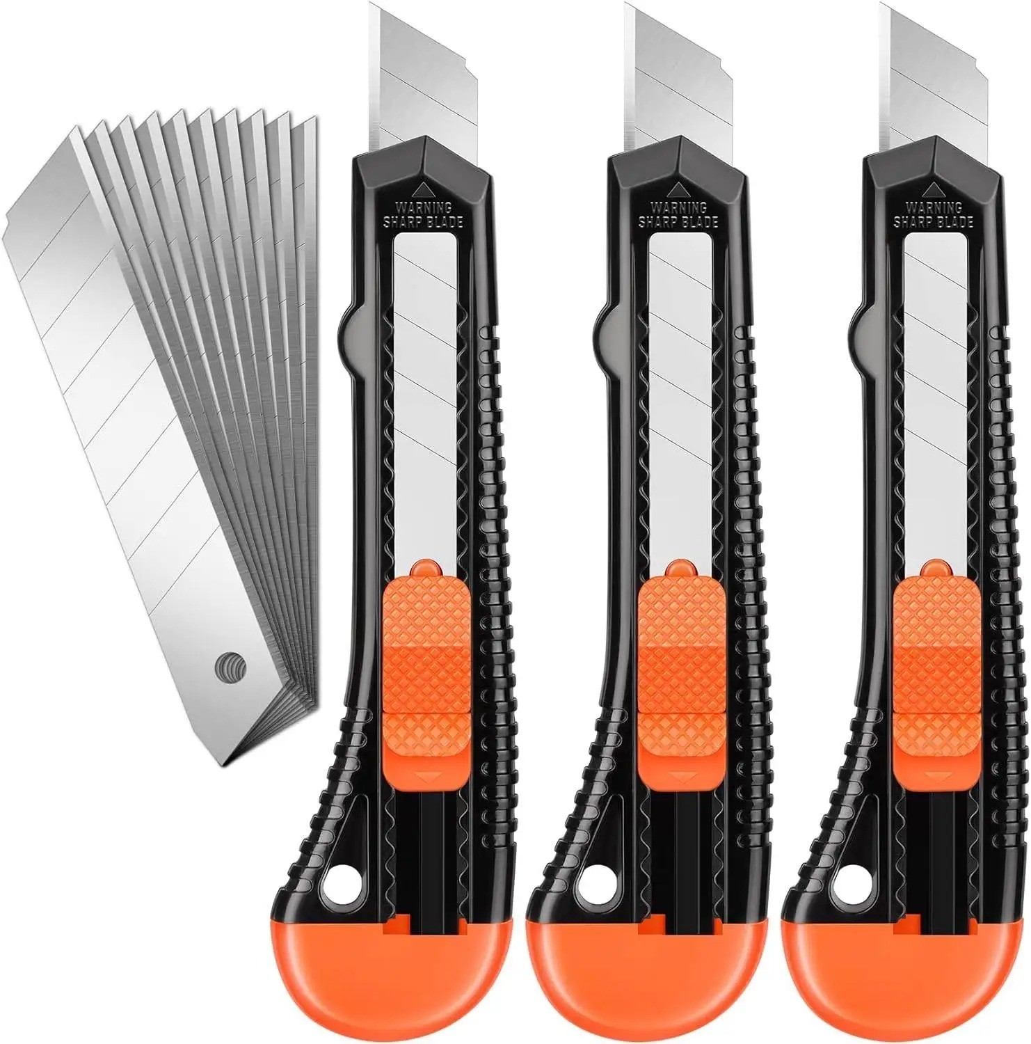 3 Pack Utility Box Cutter Retractable Knife with 10PCS 18mm Replacement Blades