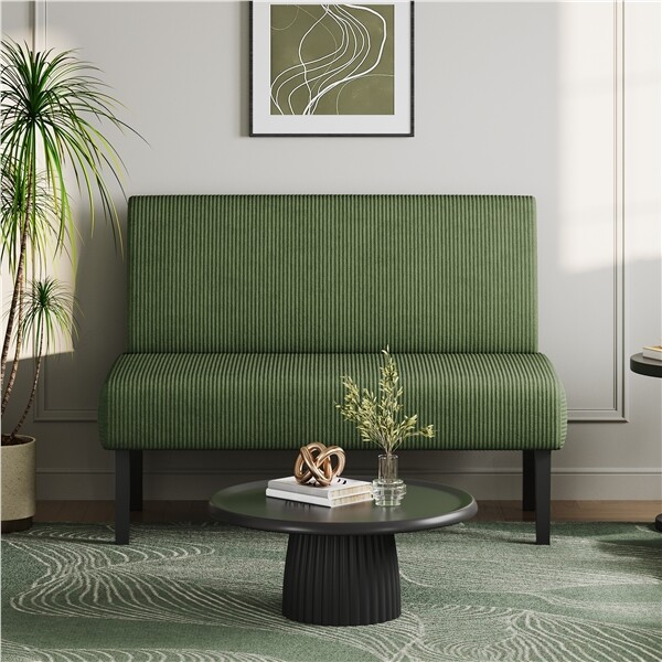 2 Seater Armless Mini Small Sofa Corduroy Compact Loveseat Couch for Small Space