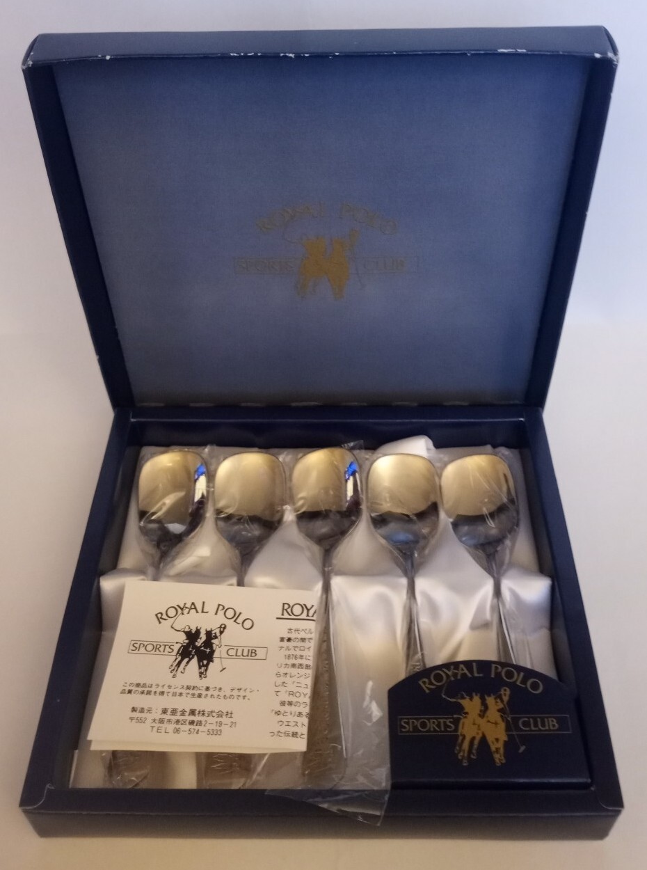 NEW Royal Polo Sports Club 18-8 Stainless Dipping Serving Spoon Set of 5
