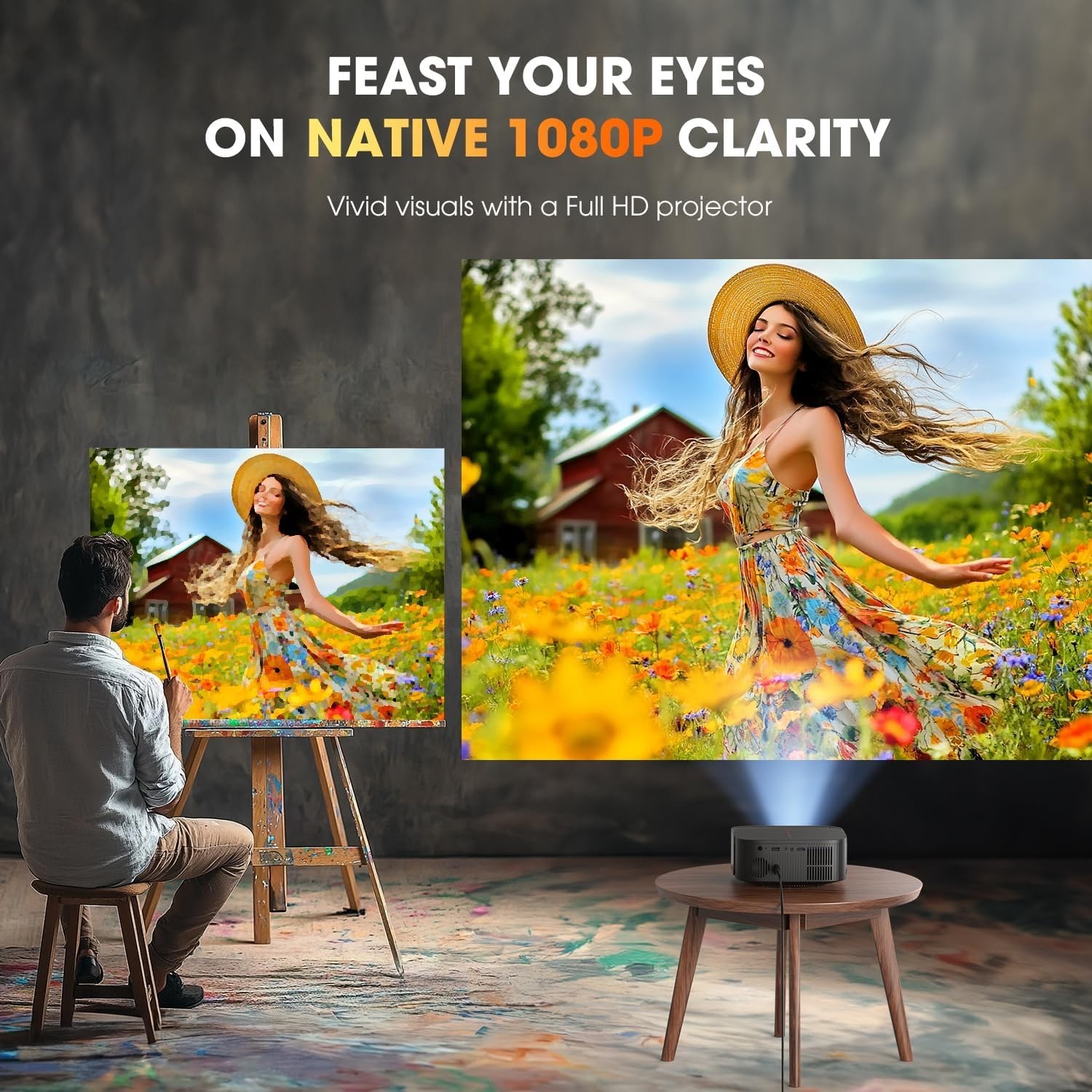E2 Mini Projector 4K | Built-in WiFi 6 & Bluetooth 5.2 for Streaming Bliss