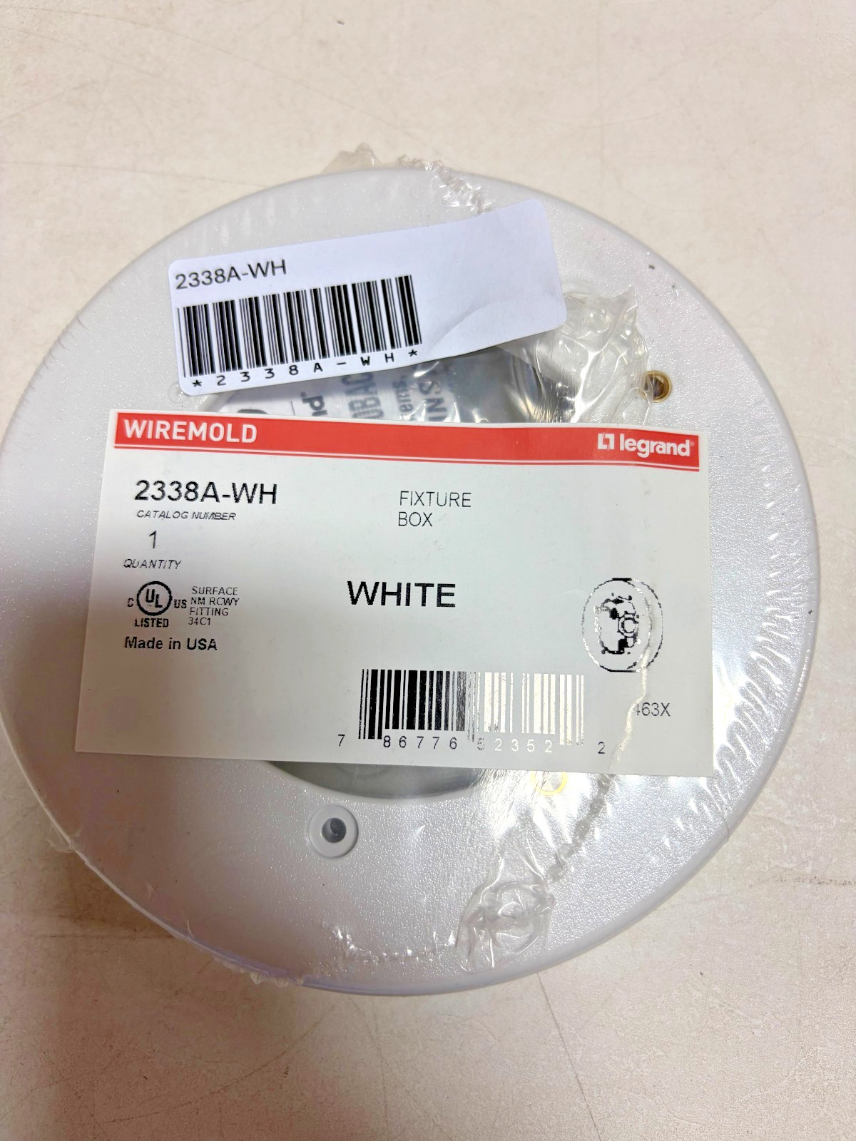 WIREMOLD - 2338A-WH - NON-METALLIC ROUND FIXTURE BOX WHITE