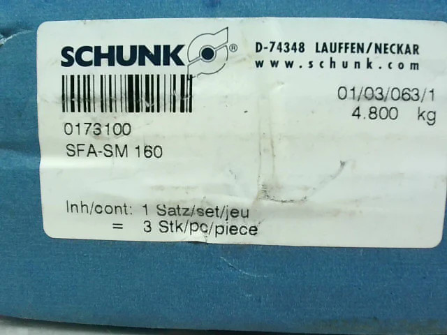 Schunk SFA-SM 160 Soft Full Grip Jaw (Set of 2) 0173100 Steel Factory Sealed-Fac