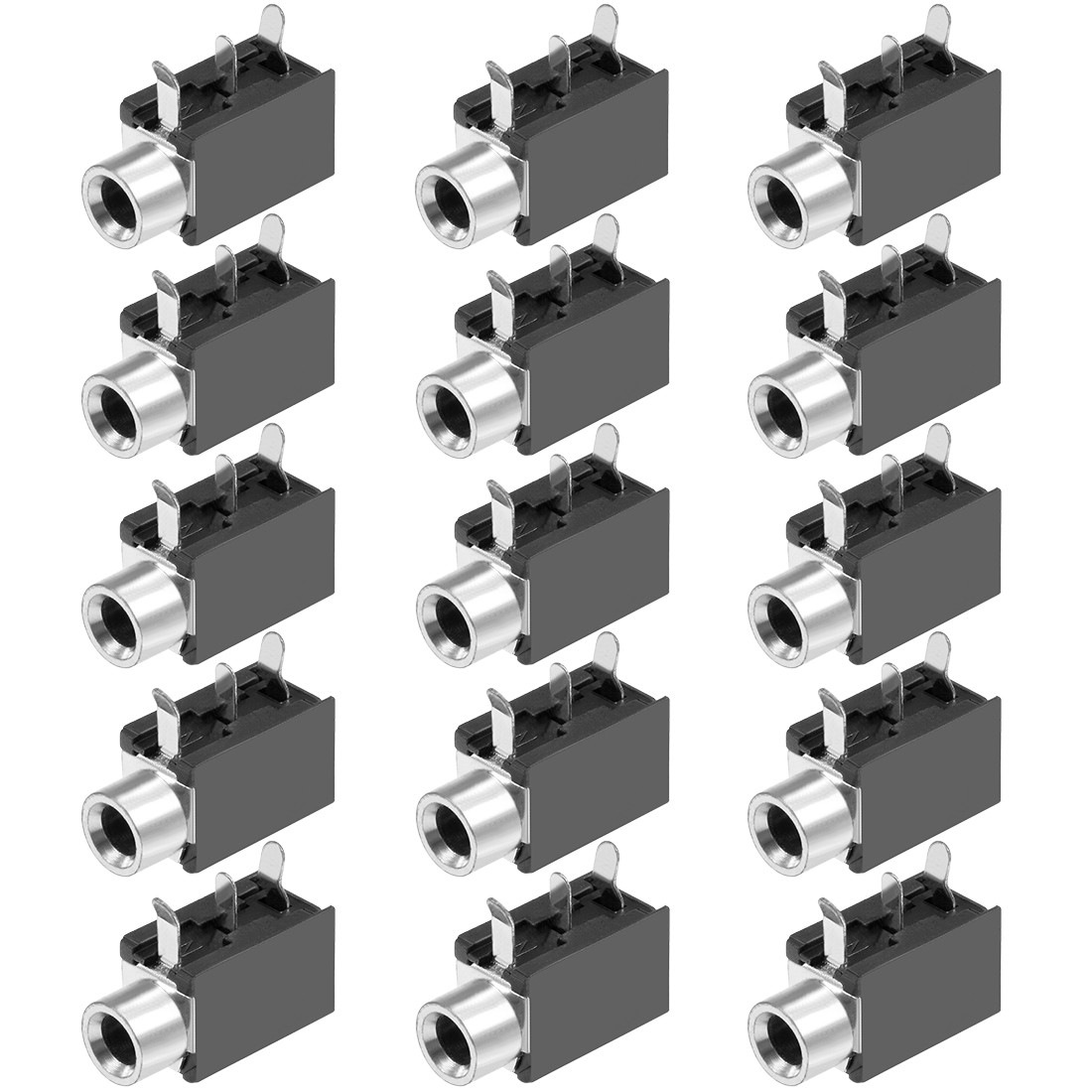 PCB Mount 3.5mm 3 Pin Socket Headphone Video Connector PJ316 Black 15Pcs