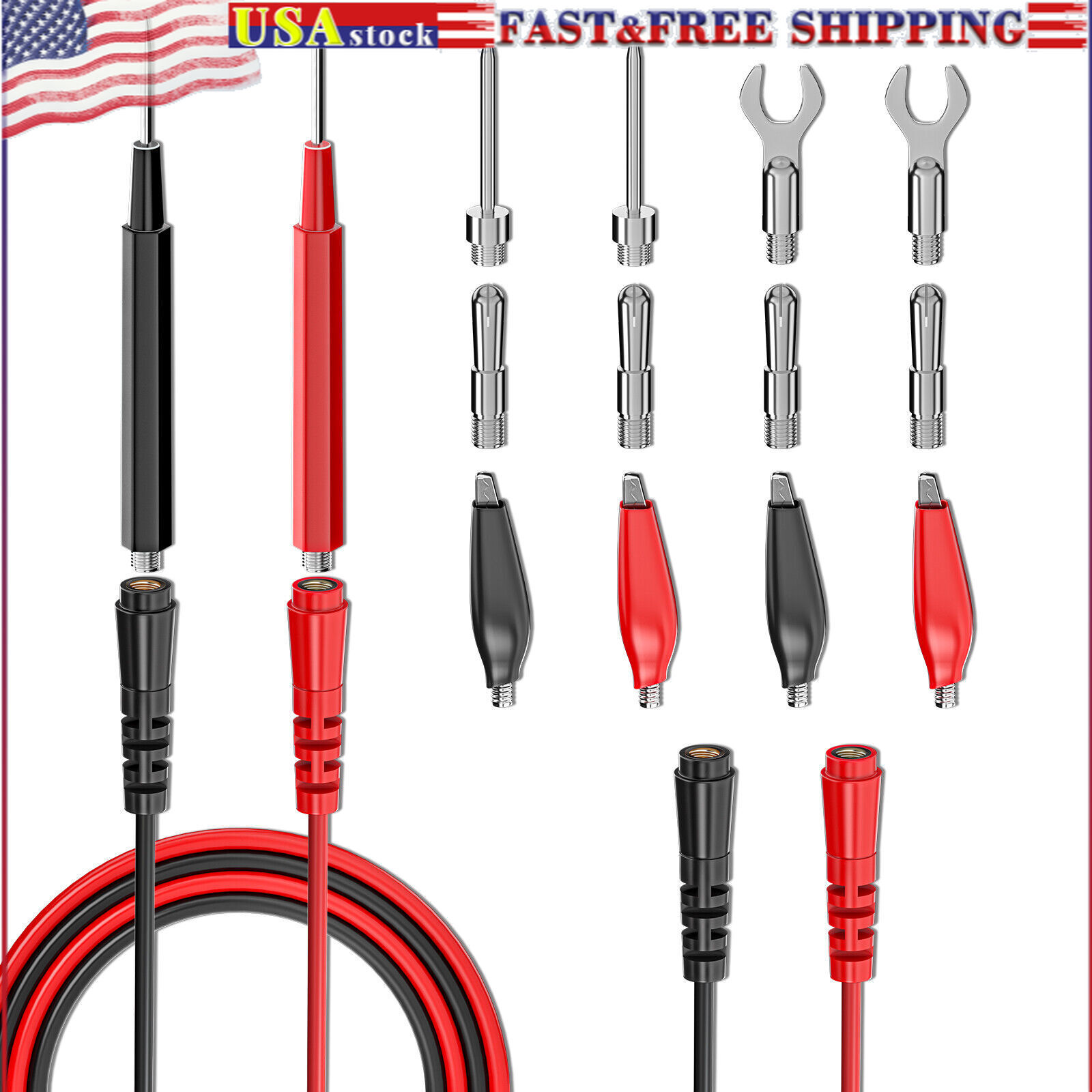 Multimeter Test Lead Kit Replacement Test Wire Set with Alligator Clip