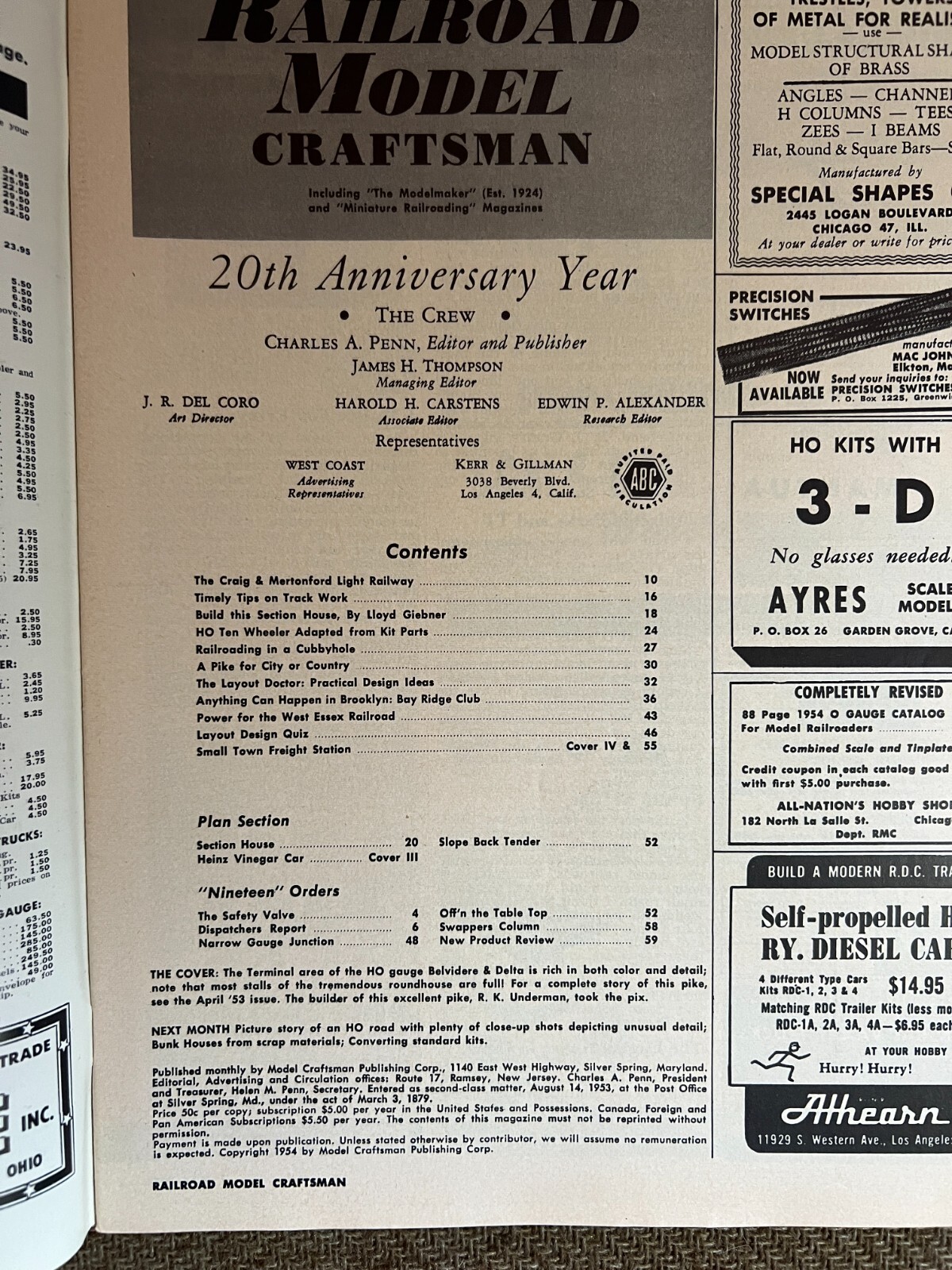 Railroad Model Craftsman Magazine May 1954