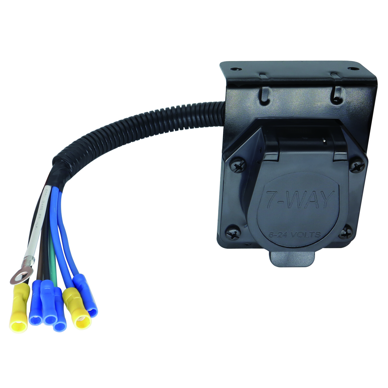 7-Pin RV-Style Trailer Connector Socket Extra Wiring Plug Mounting Bracket 7 Way