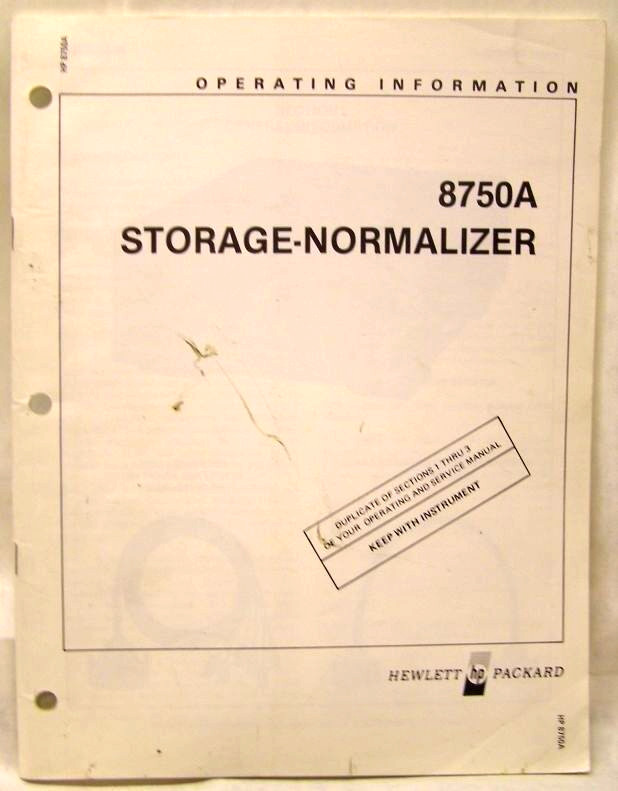 HP 8750A STORAGE-NORMALIZER OPERATING INFO MANUAL