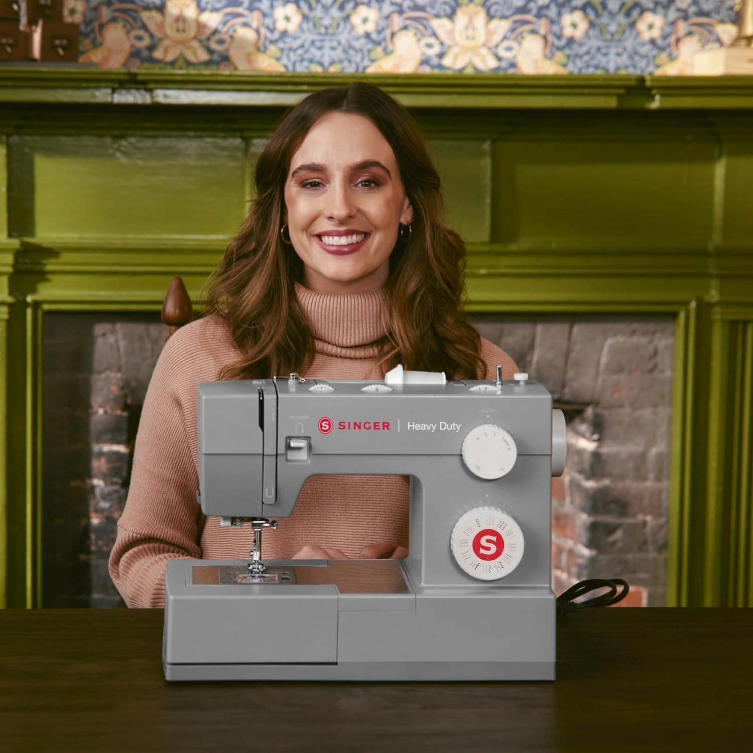 Singer 4452 Heavy Duty Sewing Machine Bundle w/ Table, 110 Stitches, LED Light