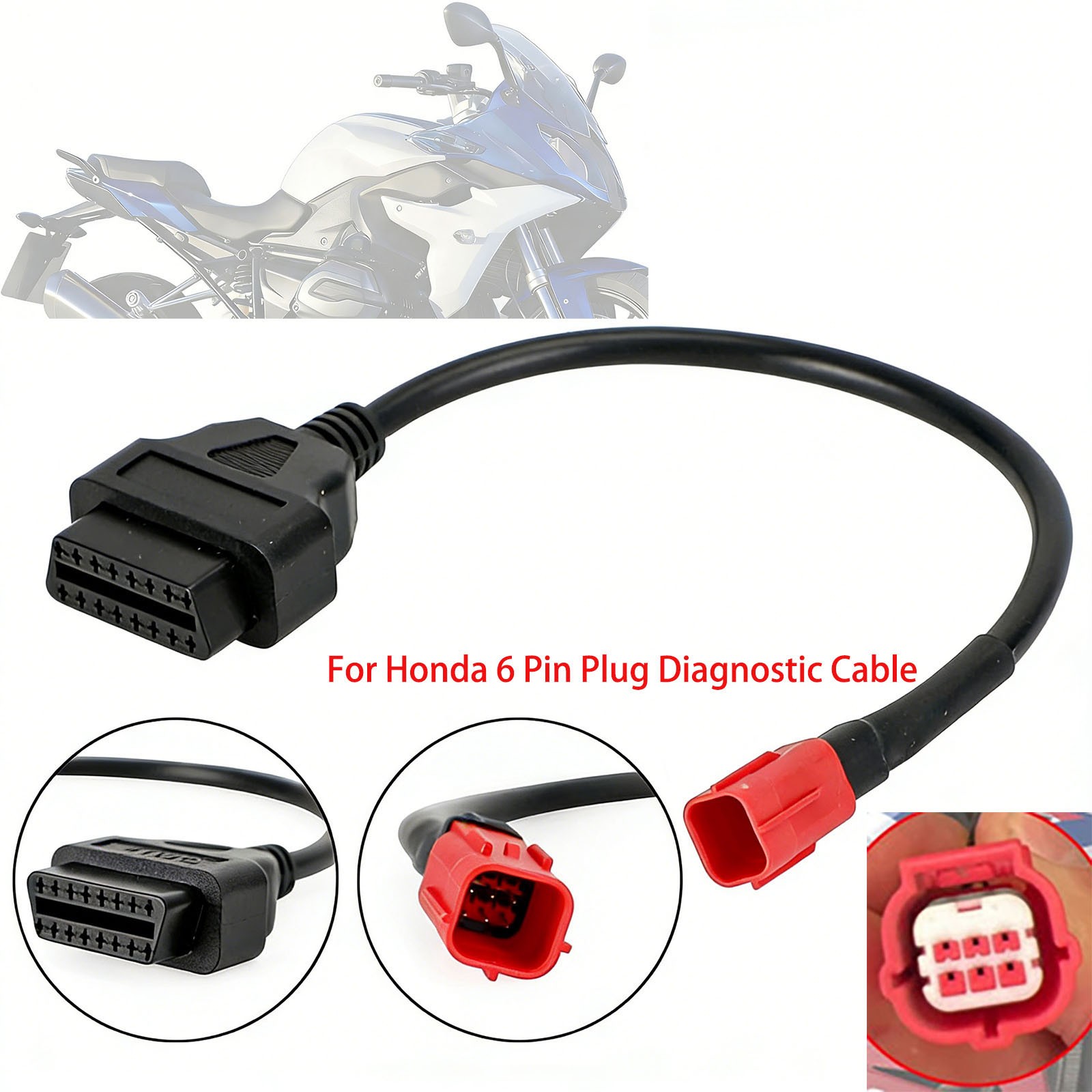 6 Pin OBD2 Adapter Fit for Honda Guzzi Kawasaki Suzuki Yamaha Ducati Red